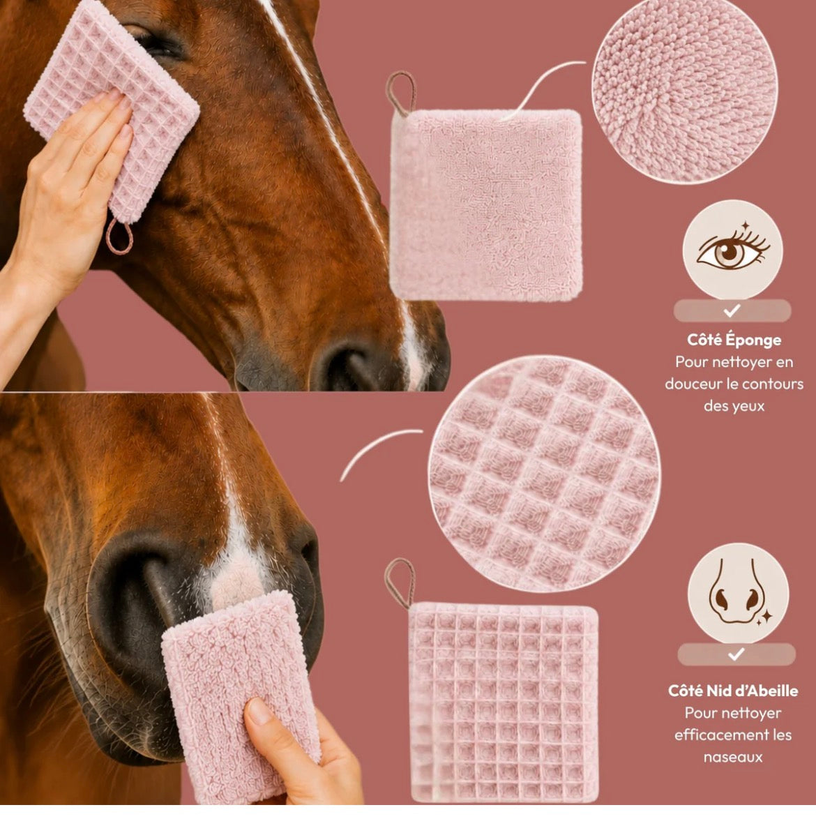 Lingette cheval lavable - spécial yeux & naseaux